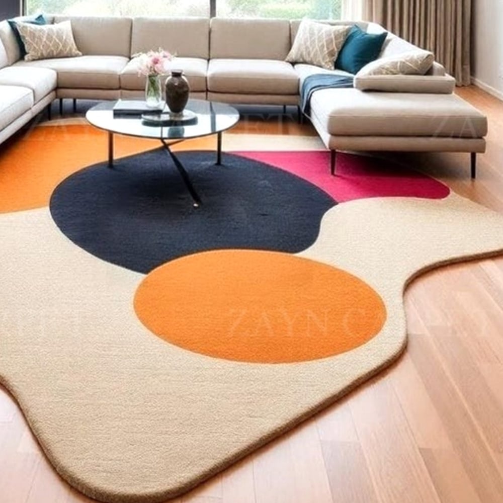 Handcrafted Organic Circle Abstract Living Room Rug